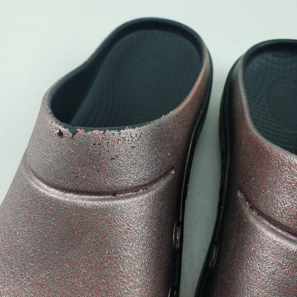 Oofos Oocloog Slip On Clog Womens 10 Red Sparkle Recovery Foam Comfort Mule Shoe - Picture 14 of 14